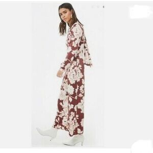 Forever 21 NWT Floral Satin Wide Legs Jumpsuit Size M